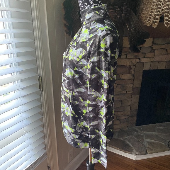 Fila Running Quarter Zip Jacket Green/Gray Abstract Geometric Small Fila Sport - Picture 5 of 11